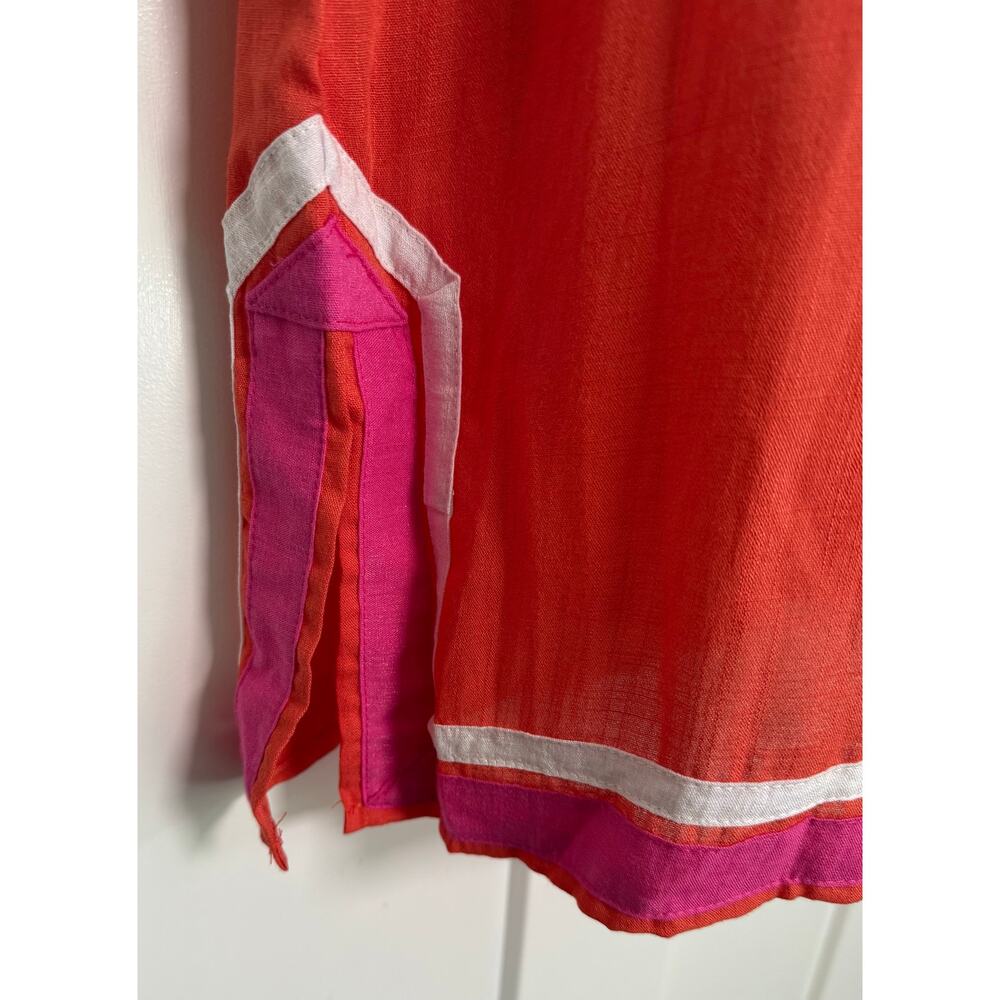 Les Canediers Tunic Dress Orange Pink Vneck SIZE 12‎ - Picture 4 of 14
